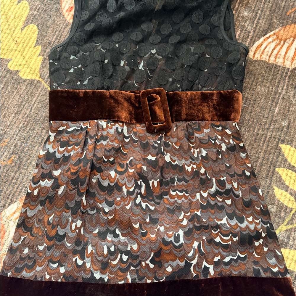 Y2K Nanette Lepore Black and Brown Patterned Blouse